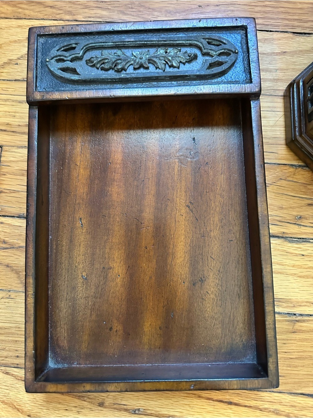 Vintage Antique Gothic Revival Wooden Desk Set Valet Tray & Octagonal Organizer - Picture 2 of 12